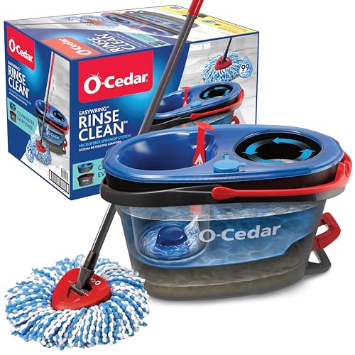 O-Cedar RinseClean Drehmopp und Eimersystem, reinigt mit klarem Wasser, entfernt 99% der Bakterien von O-Cedar