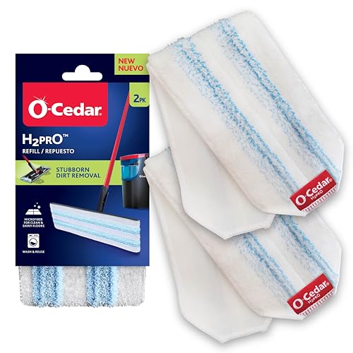 O-Cedar H2prO Flacher Wischmoppkopf Ersatz (2 Stück) | maschinenwaschbar | wiederverwendbar | Mikrofaser-Nachfüllpackung | entfernt 99% der Bakterien von O-Cedar