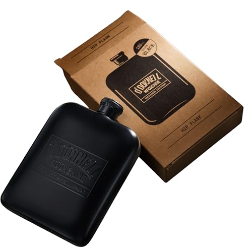 O’Donnell Edelstahl Flachmann 180ml mattem Schwarz mit Gravur - Extra Robuste Outdoor Drink Flasche für Moonshine & Schnaps (Kompakt, langlebig, ideal für unterwegs) - Whiskey Glas Togo von O'Donnell Moonshine