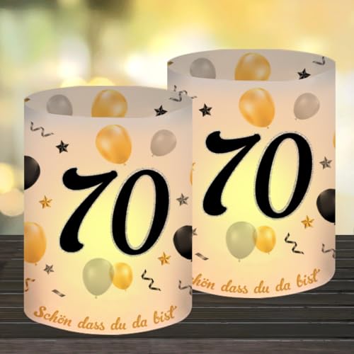 12 Windlicht Tischdeko 70. Geburtstag, Happy Birthday Deko für Frauen und Männer, Geeignet für Teelichter oder Kerzen Mit Schön Dass Du Da Bist und Eukalyptus 12 Windlicht Tischdeko 70. Geburtstag, Happy Birthday Deko für Frauen und Männer, Geeignet für Teelichter oder Kerzen Mit Schön Dass Du Da Bist und Eukalyptus von O-Kinee