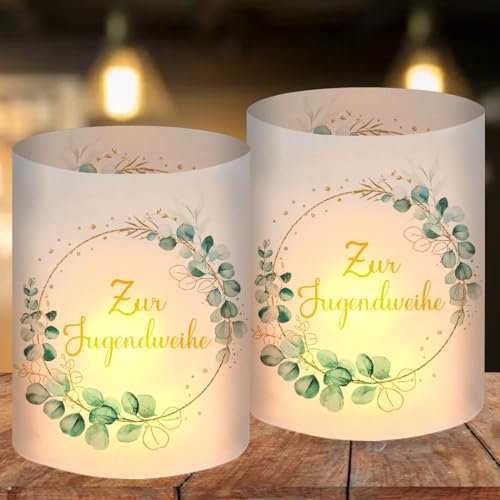 12 Windlicht Tischdeko Jugendweihe, Deko Jugendweihe Junge Mädchen, Alles Gute Zur Jugendweihe Tischdeko, Meine Jugendweihe Dekoration, Gastgeschenk Jugendweihe, Geeignet für Teelichter oder Kerzen von O-Kinee