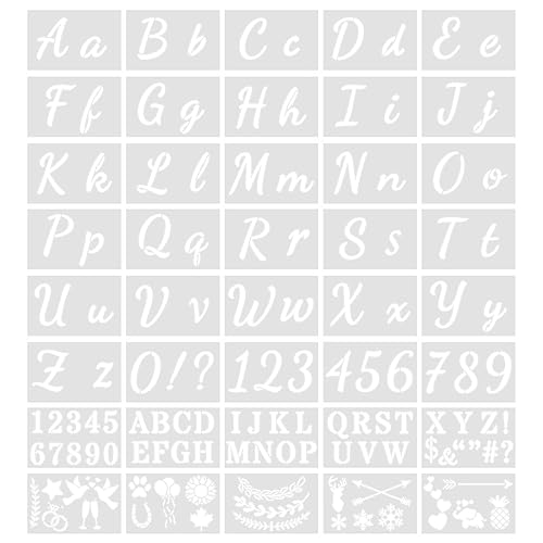 Buchstaben Schablone, 40 Stück Schablone Zahlen Buchstaben, 128 Designs Malschablonen, Alphabet Zeichnen Stencil, Letter Templates für Kinder DIY Malerei Bastelzubehör von O-Kinee