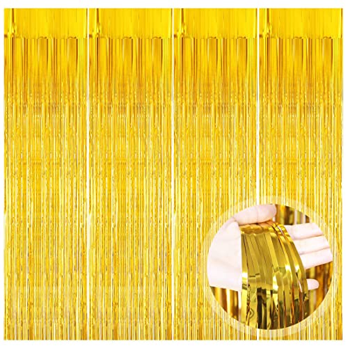 Vorhänge Rosegold, 4 Stück Metallische Glitzervorhang Fringe, Glitzer Tinsel Curtain, Folienfransen Vorhang für Weihnachtsbaum Geburtstage Festivals Party ​Bühnendekor, 1m x 2m von O-Kinee