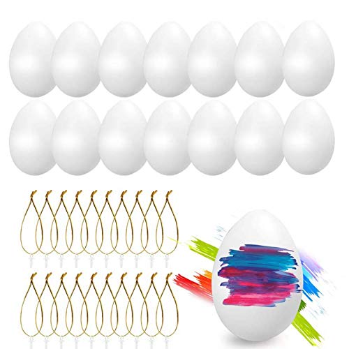 O-Kinee Ostereier Plastik weiß, Plastic Easter Eggs 24pcs, Kunststoffeier Dekoeier, Plastikeier zum Basteln Deko Ostern, Ostereier zum Aufhängen von O-Kinee