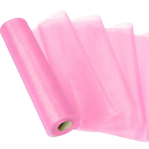 Organza Rolle Rosa, Organza Schiere Stoff Stuhl Schärpe Band Tüll Rolle für Hochzeit Weihnachten Party Geschenke Deko, 26m x 29cm von O-Kinee