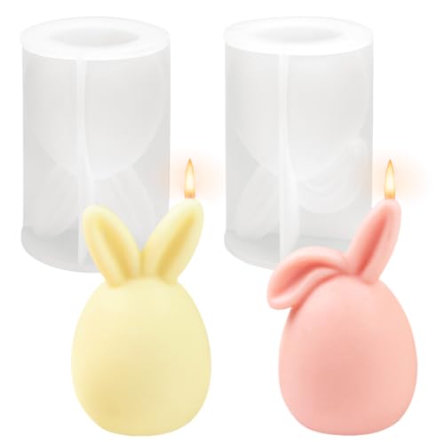 Silikonformen Gießformen Ostern, 2 Stück Ostern Kaninchen Silikonform, 3D Osterhase Kerzenformen Seifenform, Osterhase Silikonform, DIY Hase Silikonform Backform für Tortendeko, Ostergeschenke von O-Kinee