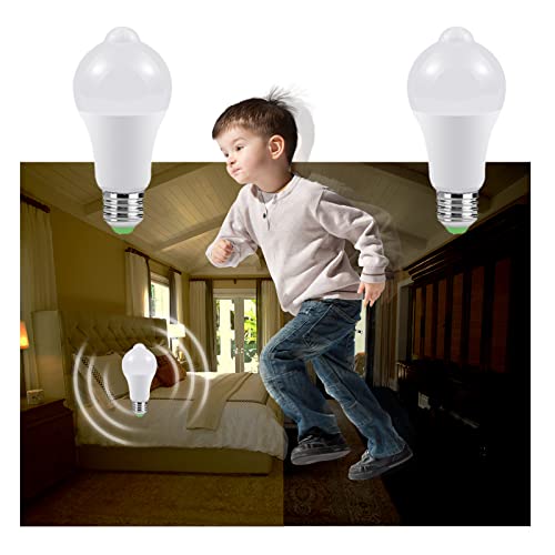 LED Glühbirne E27 mit Bewegungsmelder und Dämmerungssensor, 9W Warmweiß Led Lampe (2700K), Smart Licht Energiesparlampe, 110° Abstrahlwinkel, für Flur, Garage, Treppe, Badezimmer, Balkon, 2 Stück von O·Lankeji