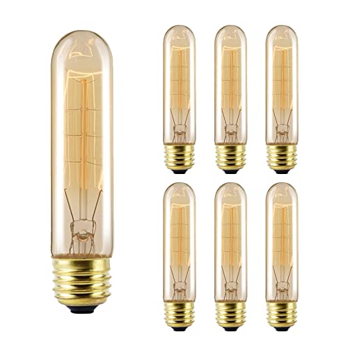 6 Stück Vintage Edison Glühbirne T10 40 Watt 2700K 280LM Dimmbar Antik Röhren Altmodische Glühlampe E26/E27 Basis COB Röhrenfilament for Home Leuchten Dekorative AC220V ( Color : Warm Yellow ) von O·Lankeji
