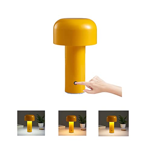 Mushroom Kabellose Tischlampe, Touch Dimmbar Pilz Lampe mit 3 Beleuchtungsmodi, LED Akku Tischleuchte, Dekorative Mushroom Lamp Aufladbar USB Tischleuchten für Schlafzimmer, Nachttisch, Kinderzimmer ( von O·Lankeji
