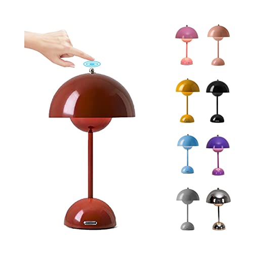 O·Lankeji LED Flowerpot Tischlampe Kabellos Akku, Touch Dimmbar Pilzlampen Tischlampe mit 3 Helligkeitsmodi, Dekorative Schreibtischlampe Nachttischlampe für Schlafzimmer, Büro, Bars von O·Lankeji