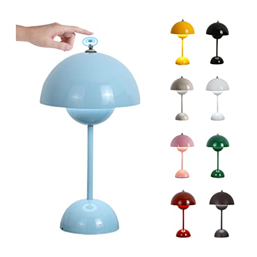 O·Lankeji LED Flowerpot Tischlampe Kabellos mit Akku, Touch Dimmbar Flowerpot Lamp Pilz Lampe ​mit 3 Helligkeitsmodi, Dekorative Retro Schreibtischlampe für Schlafzimmer, Büro, Wohnzimmer von O·Lankeji