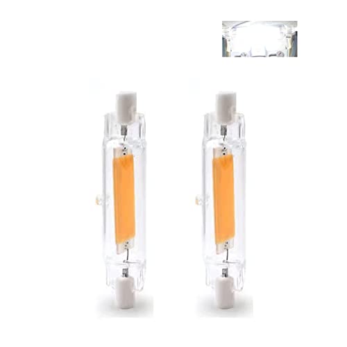 O·Lankeji R7S 118mm Dimmbare LED-Glühbirne 7W Warmweiß 2700K 700lm COB-Doppelendreflektor-Linearlampe 70W Halogen-Ersatzlampe Kalt Naturweiß AC 220V (Color : Cold White, Size : 2PCS) von O·Lankeji