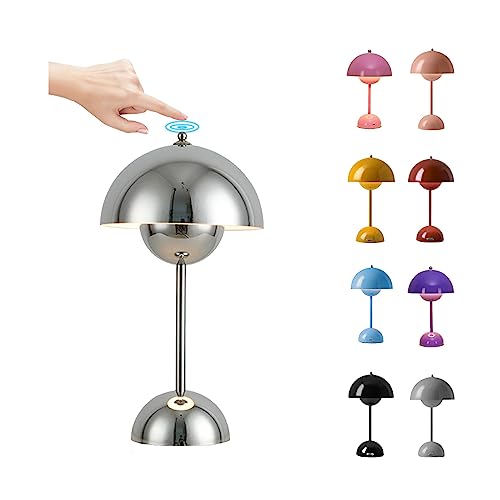 O·Lankeji LED Flowerpot Acryl Tischlampe Kabellos Akku, Touch Dimmbar Pilzlampen Tischlampe mit 3 Helligkeitsmodi, Dekorative Schreibtischlampe Nachttischlampe für Schlafzimmer, Büro, Bars von O·Lankeji