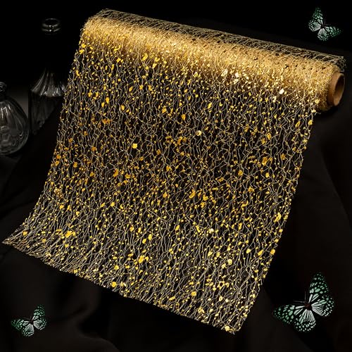 O-STOREYA Tischläufer Gold – 3 m x 29 cm Rolle, Glitzer für Zuhause & Silberhochzeit, Restaurants & Hotels von O-STOREYA