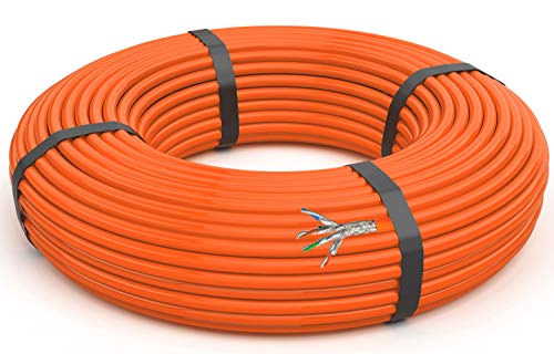 100m CAT.7 Netzwerkkabel LAN Kabel Installationskabel Verkabelung Datenkabel CAT7 CAT 7 Gigabit GB GHMT BauPVO Eca orange von O&W Security