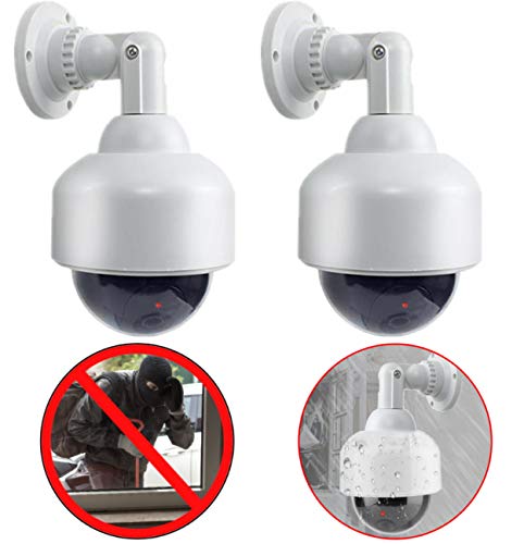 2X O&W Security Kamera Attrappen Dummy Speed Dome Überwachungskameras mit Fake Objektiv, blinkendem LED, wasserdicht, Verwendung im Innen- und Außenbereich von O&W Security