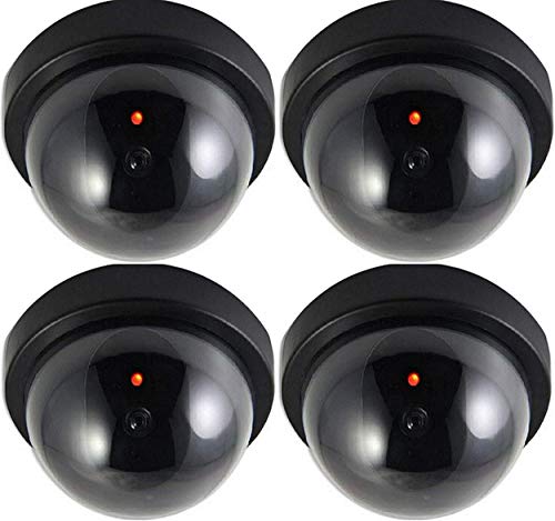 4X O&W Security Kamera Attrappe mit Objektiv, Dummy-Überwachungskamera, Fake Camera mit rot blinkender LED, Verwendung im Innen- und Außenbereich von O&W Security