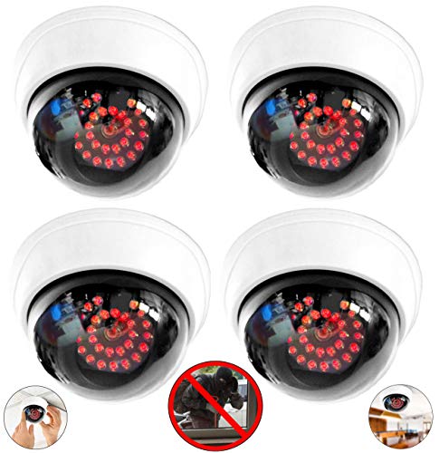 4X Kamera Attrappe mit 25 roten LEDs mit Objektiv Dummy-Überwachungskamera Fake Camera für Innen- und Außenbereich von O&W Security