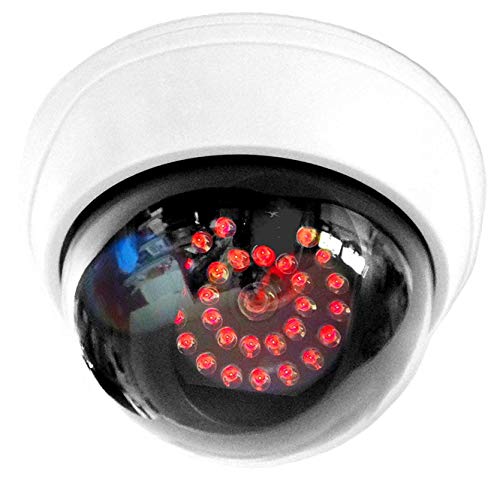 O&W Security Dummy-Kamera mit 25 roten LED, Kamera-Attrappe mit Fakeobjektiv, Überwachungskameraattrappe realistisches Design für Innen- und Außenbereich von O&W Security