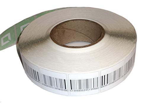 Klebeetiketten RF 8.2 MHz 4x4 cm Sicherungsetiketten mit Dummy Barcode deaktivierbar Warensicherung Artikelsicherung (2000) von O&W Security