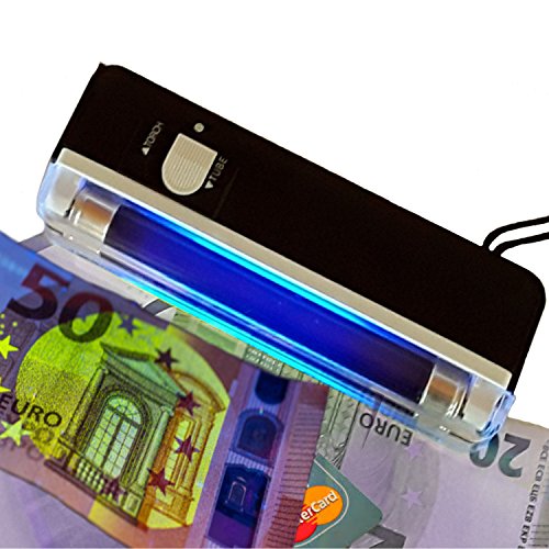 Mobiler Geldscheinprüfer UV MINI Plus mit 4 Watt starker UV Lampe und Taschenlampenfuktion von O&W Security