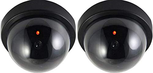 O&W Security 2X Kamera Attrappe mit Fake Objektiv Videoüberwachung Warensicherung Dummy-Überwachungskamera mit rotem LED Licht für Innen- und Außenbereich von O&W Security