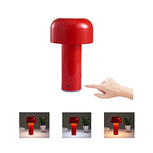 O·Lankeji Mushroom Kabellose Tischlampe, Touch Dimmbar Pilz Lampe mit 3 Beleuchtungsmodi, LED Akku Tischleuchte, Dekorative Mushroom Lamp Aufladbar USB Tischleuchten für Schlafzimmer, Nachttisch von O·Lankeji