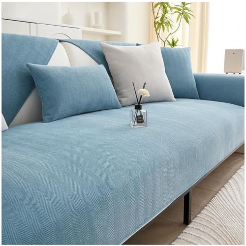 O·Lankeji Sofabezüge 1 2 3 4 Sitzer rutschfest Sofaschoner Couch üBerzug für Sofas aus Holz Leder Stoff Sofas MöBelschutz (Farbe : Blau, Size : 90x160cm) von O·Lankeji