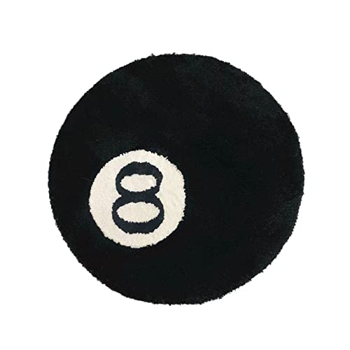 Simulation Billard 8 Bälle Teppich, Acht-Ball-Teppich, Schwarz Rund Tufting Teppich Anti-Rutsch Badematte, Aesthetic Preppy Room Decor,Fußmatte für for Wohnzimmer Esszimmer, Schlafzimmer ( Size : 100x von O·Lankeji