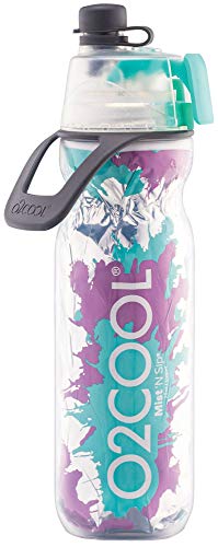 O2COOL ArcticSqueeze N' Sip Misting Water Bottle, Teal/Purple Splash von O2COOL