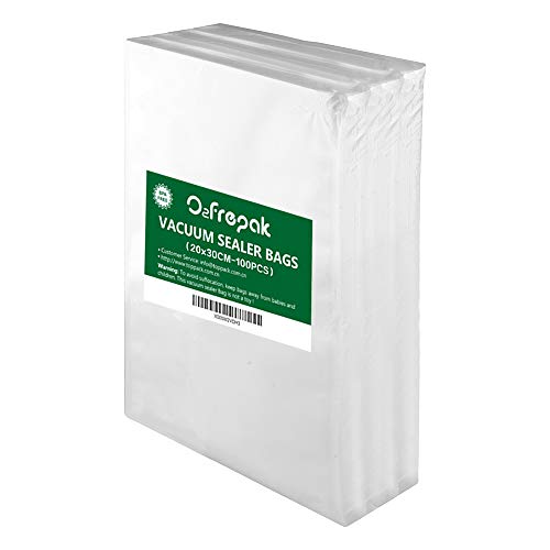 O2frepak 100 Beutel 20x30cm Vakuumier Beutel Vakuumbeutel für Lebensmittel,BPA-Frei Sous Vide Vakuumierbeutel Beutel für Vakuumierer und Folienschweißgeräte Geeignet von O2frepak