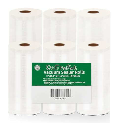 O2frepak 6 Folienrollen20x500cm(3) und 28x500cm(3) Vakuumierrollen für Lebensmittel,BPA-Frei Vakuumierbeutel Sous Vide Beutel Folien für Vakuumierer und Folienschweißgeräte Geeignet von O2frepak