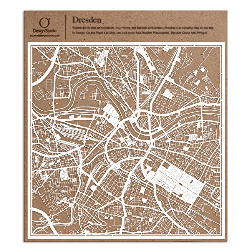 Dresden Scherenschnitt Karte, Weiß 30x30 cm Papierkunst von O3 DESIGN STUDIO