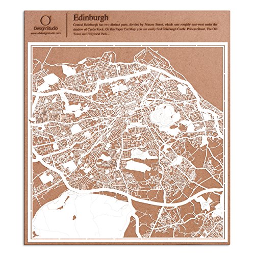 Edinburgh Scherenschnitt Karte, Weiß 30x30 cm Papierkunst von O3 DESIGN STUDIO