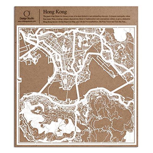 Hongkong Scherenschnitt Karte, Weiß 30x30 cm Papierkunst von O3 DESIGN STUDIO