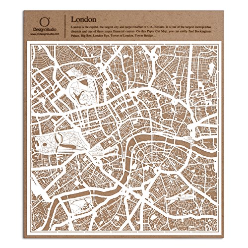 London Scherenschnitt Karte, Weiß 30x30 cm Papierkunst von O3 DESIGN STUDIO