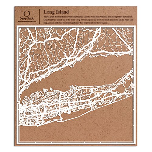 O3 DESIGN STUDIO Long Island Scherenschnitt Karte, Weiß 30x30 cm Papierkunst von O3 DESIGN STUDIO