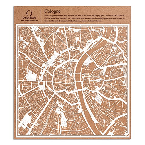 Köln Scherenschnitt Karte, Weiß 30x30 cm Papierkunst von O3 DESIGN STUDIO