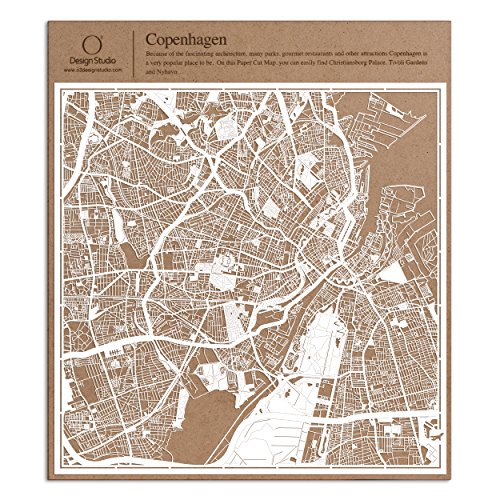 Kopenhagen Scherenschnitt Karte, Weiß 30x30 cm Papierkunst von O3 DESIGN STUDIO