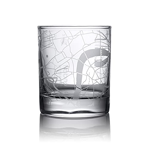 O3 DESIGN STUDIO London City Map Whiskey-Glas, einzigartiges Geschenk, 300 ml von O3 DESIGN STUDIO