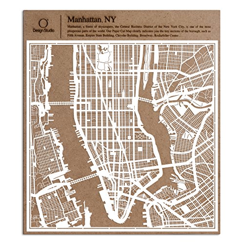 Manhattan, NY. Scherenschnitt Karte, Weiß 30x30 cm Papierkunst von O3 DESIGN STUDIO