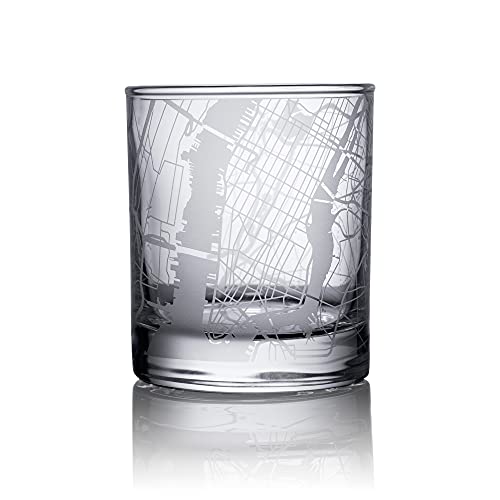 O3 DESIGN STUDIO New York City Map Whiskeyglas, einzigartiges Geschenk, 300 ml von O3 DESIGN STUDIO