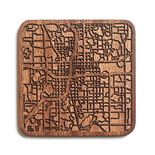 Orlando,FL Map Untersetzer von O3 Design Studio, 1 Stück, Sapeli-Holz-Untersetzer mit Stadtkarte, mehrere Stadt optional, handgefertigt von O3 DESIGN STUDIO