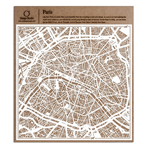 O3 DESIGN STUDIO Paris Scherenschnitt Karte, Weiß 30x30 cm Papierkunst von O3 DESIGN STUDIO