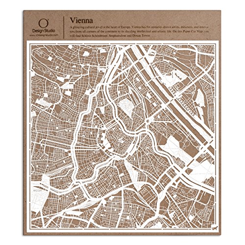 Wien Scherenschnitt Karte, Weiß 30x30 cm Papierkunst von O3 DESIGN STUDIO