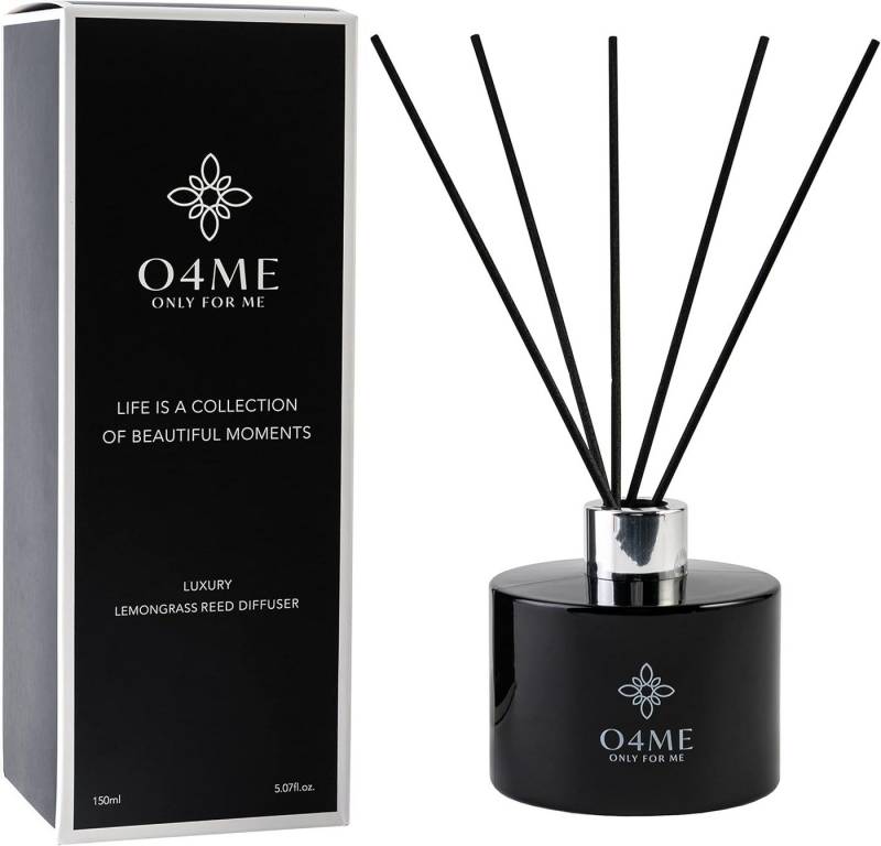 O4ME Raumduft Zitronengras 150 ml inkl. Duftstäbchen Set, elegantes Design (1-St) von O4ME