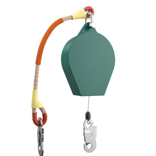 OABIWEGH Metall-Absturzsicherung Mit Haken Aus Legiertem Stahl Und Stahldrahtseil, Selbstaufrollendes Sicherungsseil, Werkzeug Zur Befestigung des Auffanggurts(Size:7m,Color:1Ton) von OABIWEGH