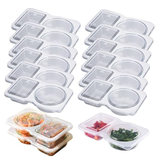 12Sets Reusable Snack Pack Containers, Double Compartment Snack Containers with Lids, Portable Reusable Sauce Container, Reusable Snack Container, Double Compartment Condiment Container 12Sets Reusable Snack Pack Containers, Double Compartment Snack Containers with Lids, Portable Reusable Sauce Container, Reusable Snack Container, Double Compartment Condiment Container von OADAA