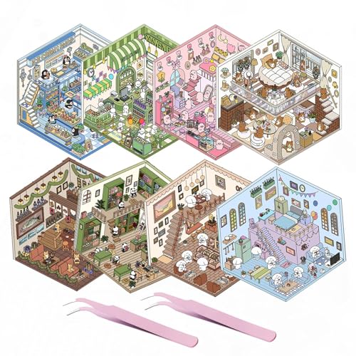8Sets DIY 3D House Stickers, Fun DIY Stickers Scene Make Your Own Supermarket|Coffee Shop|Restaurant|Bookstore, Fun DIY Stacking Scene Stickers, DIY 3D Sticker Scene Stickers, Style B+Style C 8Sets DIY 3D House Stickers, Fun DIY Stickers Scene Make Your Own Supermarket|Coffee Shop|Restaurant|Bookstore, Fun DIY Stacking Scene Stickers, DIY 3D Sticker Scene Stickers, Style B+Style C von OADAA