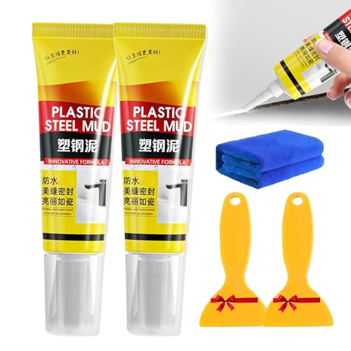 Multifunctional Waterproof White Caulk with Scraper, 150ML Caulking Sealant for Kitchen Bathroom, Stronger Adhesion White Caulk for Window Toilet Sink Caulking Sealant (2 Set) von OADAA